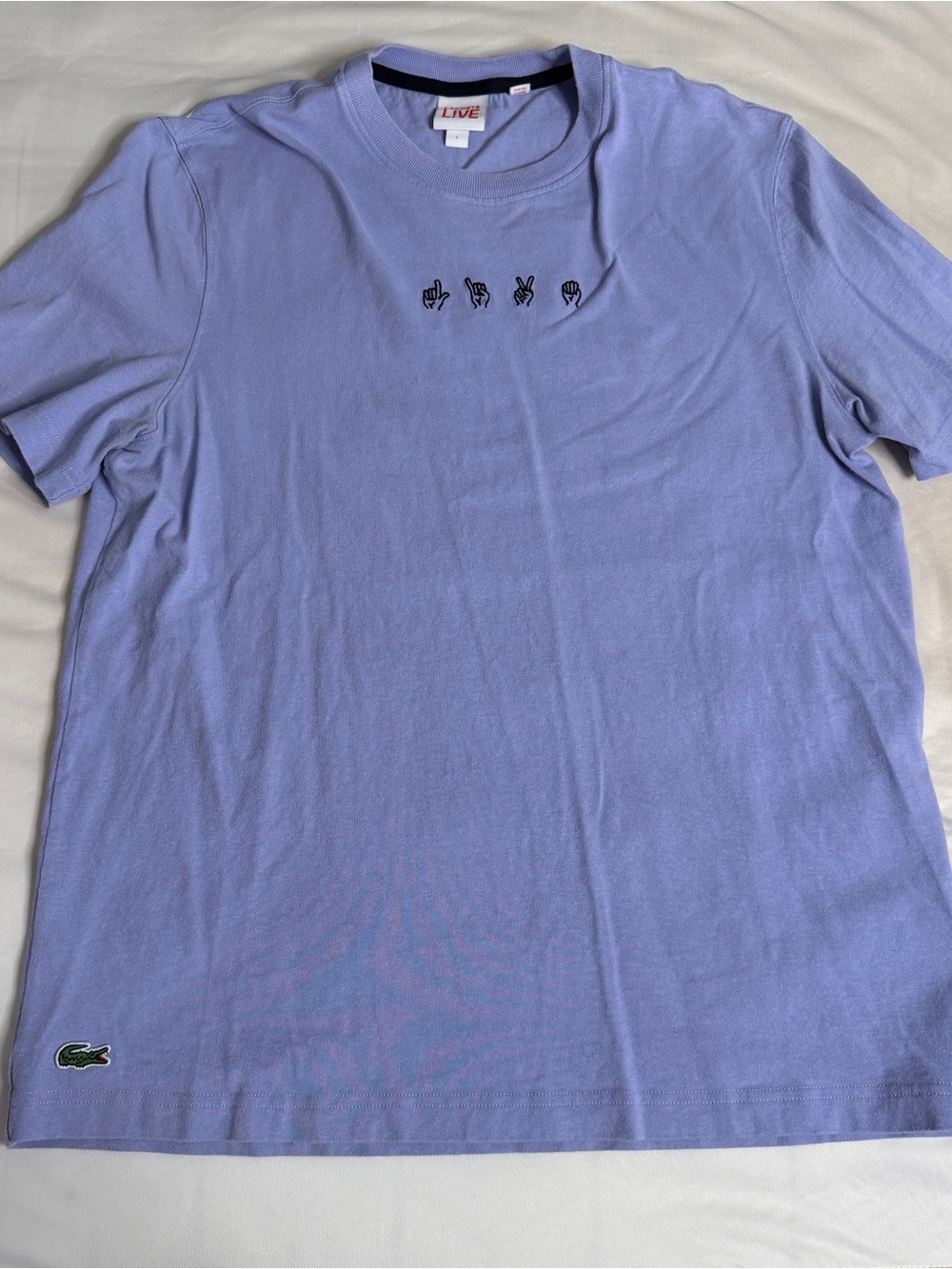 Lacoste Lavender Crewneck Short Sleeve Tee with Sign Embroidery